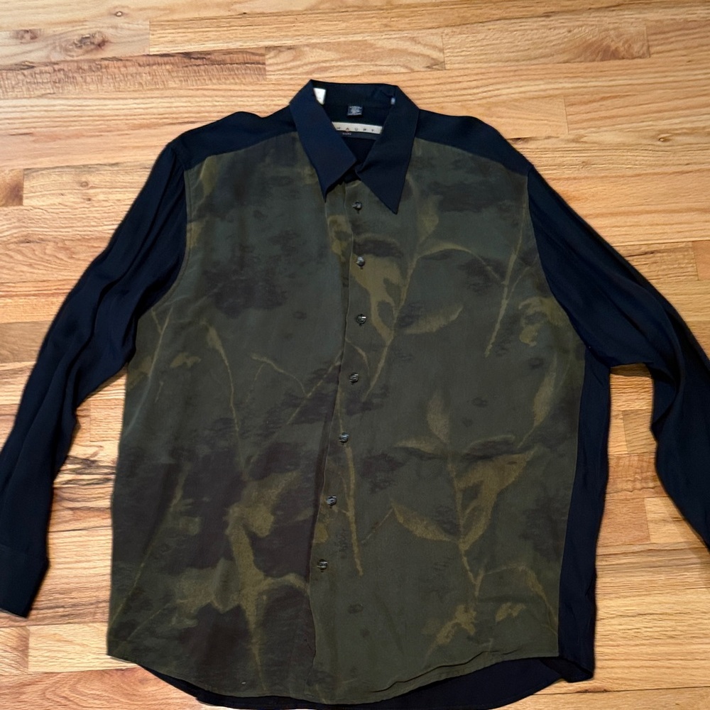 Men's Casual Button Down Shirt - Black and Olive